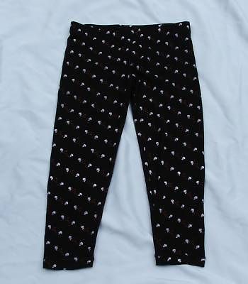 GOTHIC PUNK Black Capris Leggings Skulls & Hearts Sz S