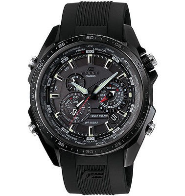 SOLAR POWERED CASIO EDIFICE BLACK MENS CHRONOGRAPH WATCH EQS500C 1 