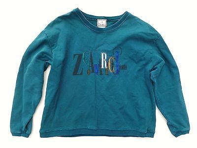 VTG 90s Z. Cavaricci   USA Teal Embroidered Cotton Crew Neck 