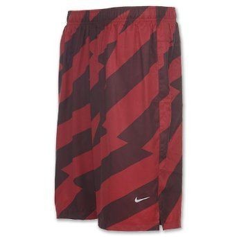 Nike Mens 12 Printed Woven Running Shorts Red/Burgundy