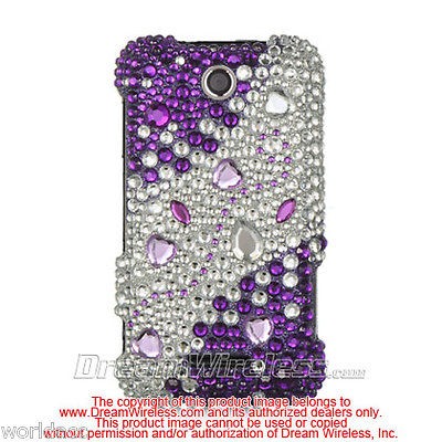   X500m MetroPCS Hard Case Cover Purple Silver Rhinestone Bling Lux