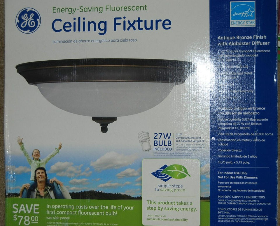 GE Energy Star Fluorescent Ceiling Light Fixture NIB