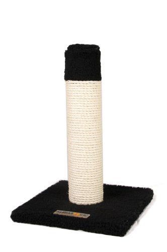 Alphapooch Purrfect Single Cat Scratch Post Black Fleece W/ Natural 