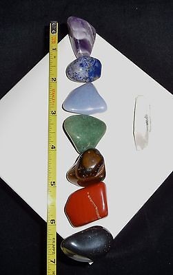 DINO 8 Pc. CHAKRA POLISHED STONE SET 111 gr Healing Amethyst, Lapis 