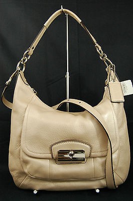 NWT Coach Kristin Metallic Leather Hobo Handbag 19303 Champagne