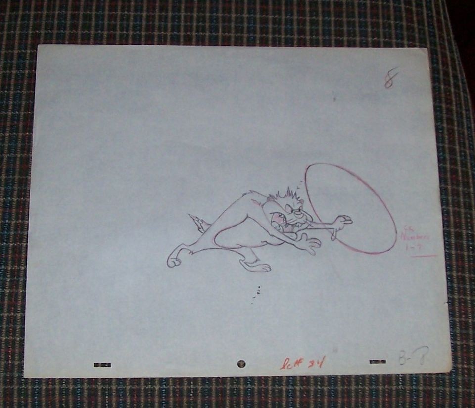 Vintage Warner Brothers TAZMANIAN DEVIL Animation Drawing Rare 