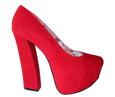 European Retro Sexy Suede Sky High Covered Platform Chunky Heel Pump 