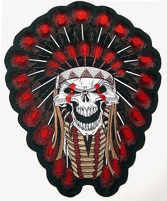 INDIAN CHIEF SKULL LARGE Motorcycle Vest BACK PATCH Biker Patches