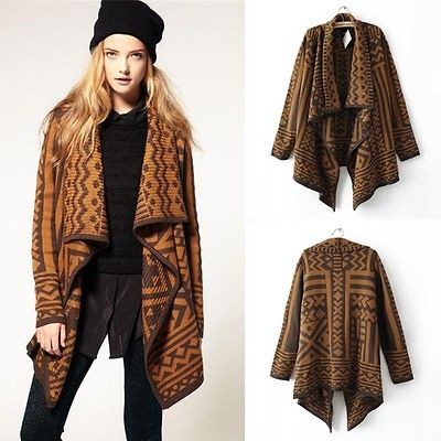 Vintage Irregular Hippie Boho FESTIVAL Ethnic Knit Long CARDIGAN 