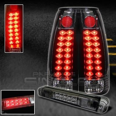 88 98 C10 PICKUP TRUCK C/K SUBURBAN YUKON BLACK LED TAIL LIGHTS+LED 3 