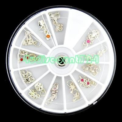 24 Pcs Nail Art Rhinestones Dangles Charms Decoration