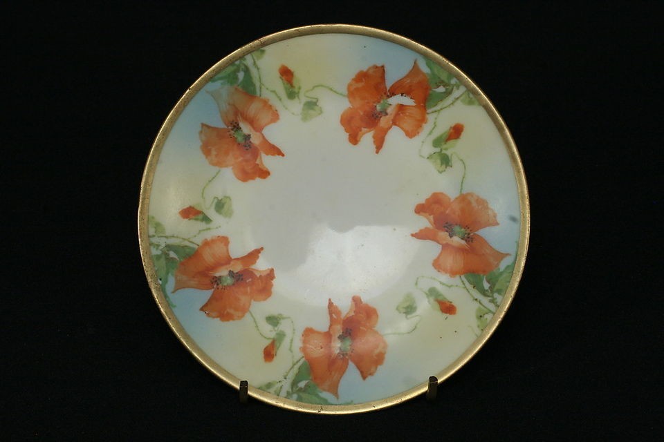 Royal Rudolstadt Poppies Hand Painted Plate 6 Diameter Prussia Mark