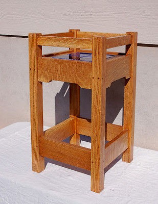   Style Arts and Crafts Tile Top Plant Stand Quartersawn White Oak