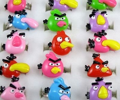   New 10 50pcs Mix Color Game Birds Childrens/kids Animal Resin Rings