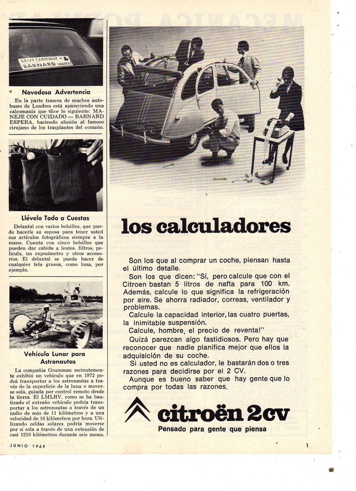 1969 CITROEN CITRONETA 2cv MADE IN ARGENTINA 1/2PG CAR PRINT AD in 