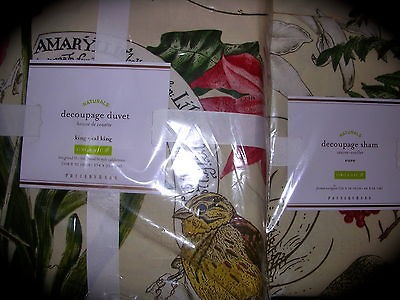 Newly listed Pottery Barn DECOUPAGE KING Duvet and 2 Euro Shams