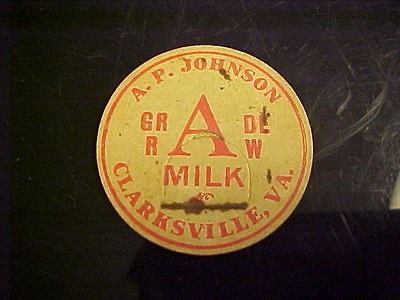 JOHNSON / GRADE A RAW MILK CAP/POG / CLARKSVILLE, VIRGINIA / VA.