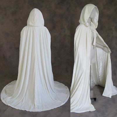 Lined Ivory Velvet Cloak Cape Wedding Wicca LARP LOTR