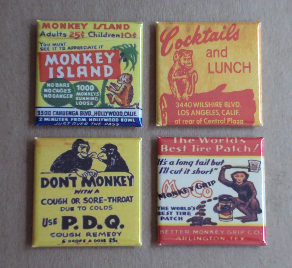 Monkey FRIDGE MAGNET Set island cocktails los angeles hollywood 