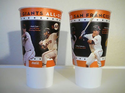 2012 SF GIANTS ALL STARS COCA COLA SODA CUPS 32 oz. SGA CAIN POSEY 