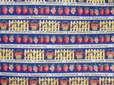 New Strawberries Fences Classic Cotton Quilt Fabric Sewing Material 
