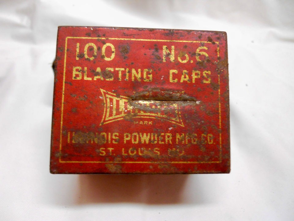 ILLINOIS #6 BLASTING CAPS/ DYNAMITE TIN/ ILLINOISE POWDER CO. ST 