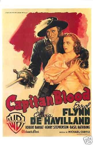 CAPTAIN BLOOD POSTER   E. FLYNN   ITALY  MARTINATI  UNIQUE AT  