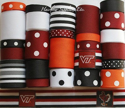   Tech Hokies Grosgrain Ribbon Lot 25 yards Collegiate Ribbon Licensed