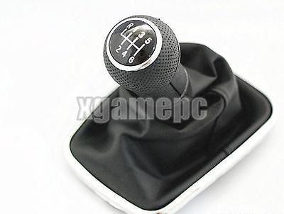 VW MK4 GOLF GTI R32 JETTA BORA 6 SPEED CHROME GEAR SHIFT LEATHER KNOB 