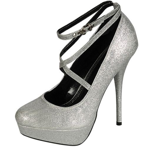 Coloriffics silver glitter heels in Clothing,  