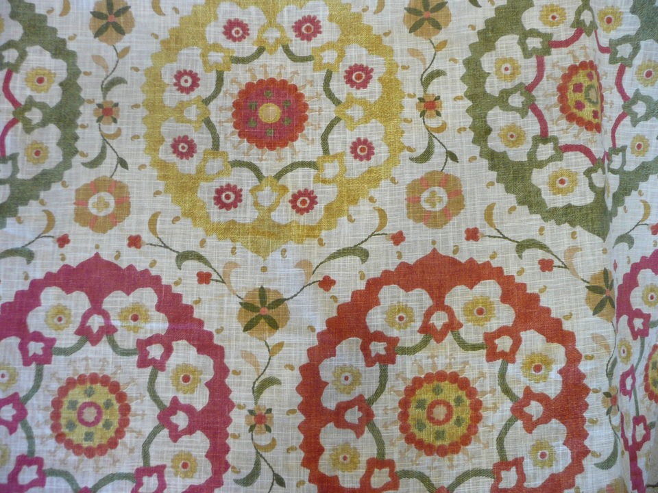 Richloom Suzani Fabric Red Green Yellow Orange cornwall Ballards 