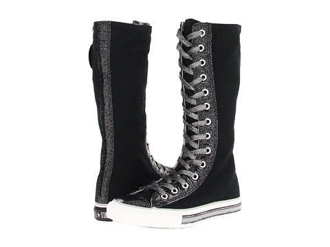 CONVERSE~Youth~X HI~KNEE~BOOTS~Black & Silver~SPARKLE~10,11,12,13,1,2 