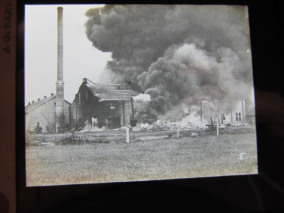 Glass Plate Negative Slide OIL WELL GAS FIRE MUSKOGEE OKLAHOMA Antique 