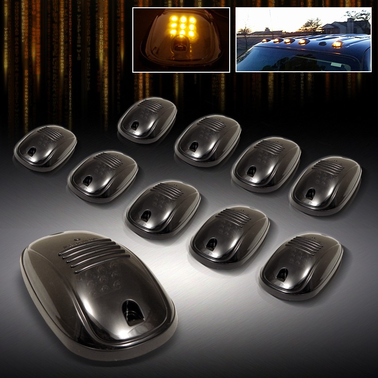 10pcs ROOFTOP MOUNT AMBER LED SMOKED LENS RUNNING LIGHTS MARKERS TRUCK 