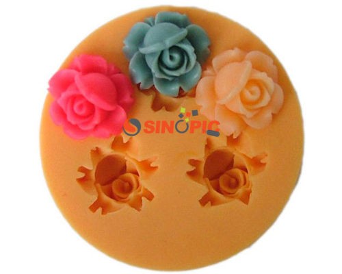 NEW 3D Silicone Soap Fondant Cake Peony Shape Mould Plunger Cutter