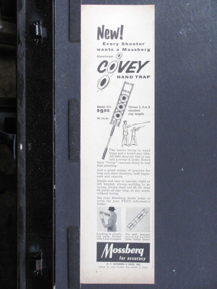 1956 MOSSBERG debut New COVEY Hand Trap Shotgun Target Thrower 