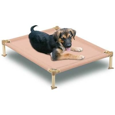 Cool Dog elevated outdoor Pet mesh Cot Medium Tan 33 x 25 x 6 