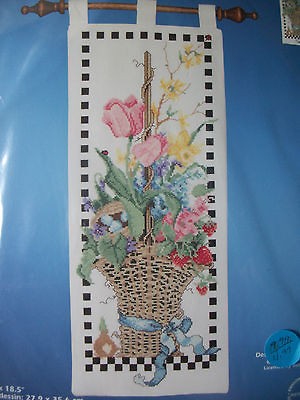 Janlynn Cross Stitch Kit FLOWER BASKET BELL PULL 18.5 x 8