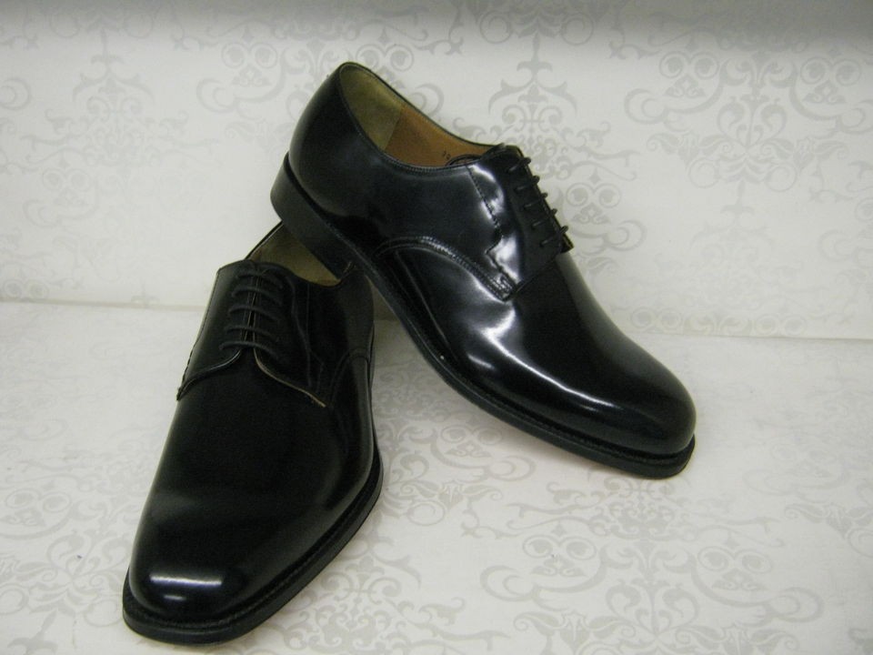 Men Grenson Feathermaster Valentine Black Polished Leather Lace Up 