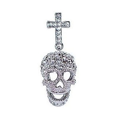 Butler & Wilson Crystal Skull & Cross Brooch Pin B0064