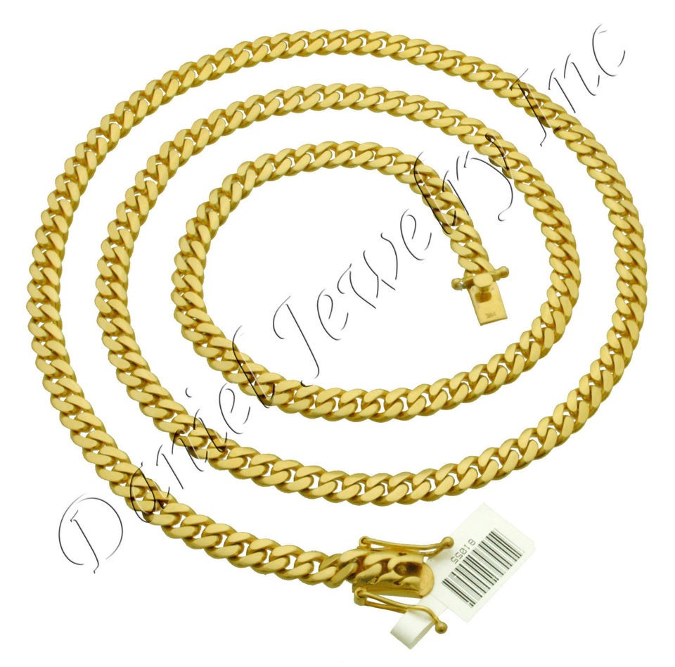 D Miami Cuban Curb Link Chain 30 28 26 24 22 10k gold 