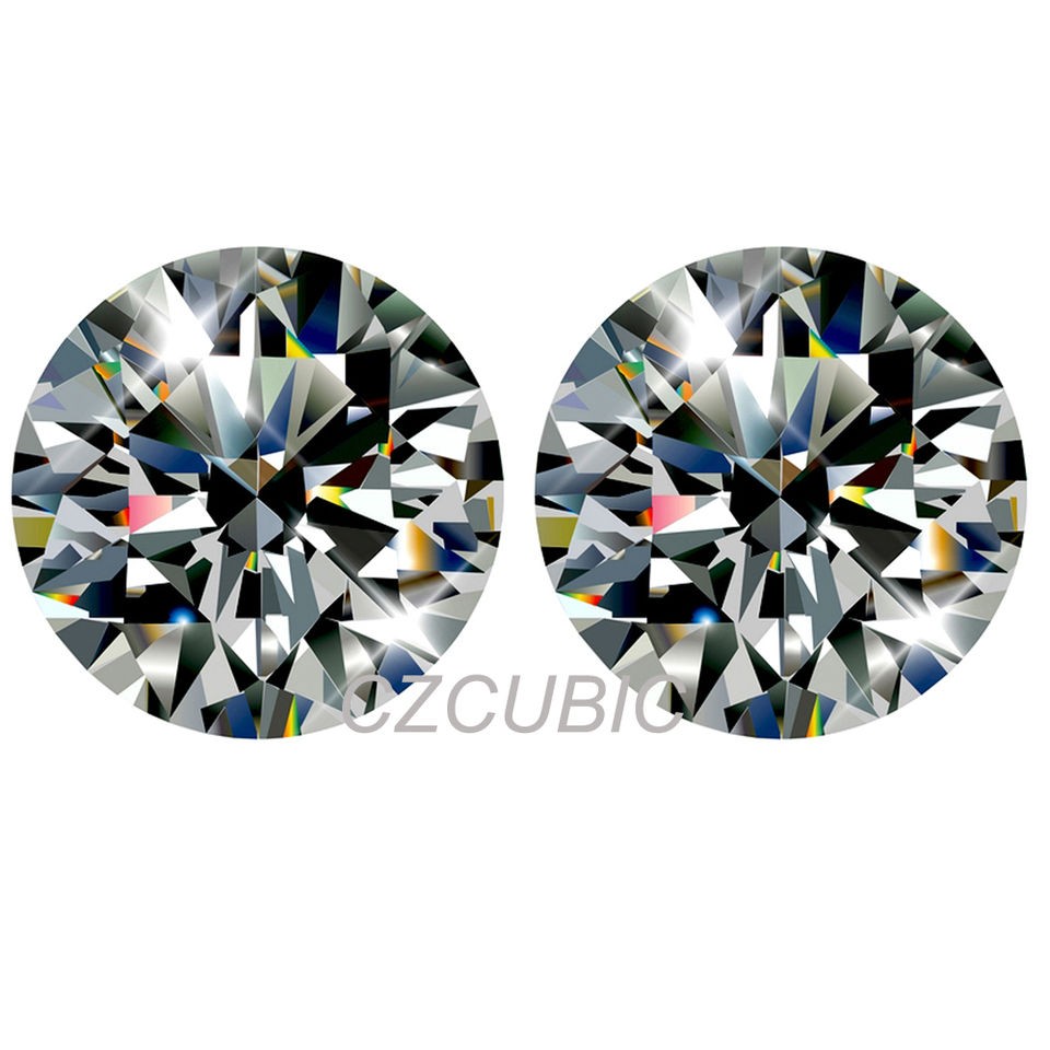 CUBIC ZIRCONIA MACHINE CUTTING LOOSE ROUND STONE 7 STARS CLEAR CZ USA 