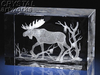 MOOSE in BOG* 3D Laser Etched Crystal Figurine A1727s