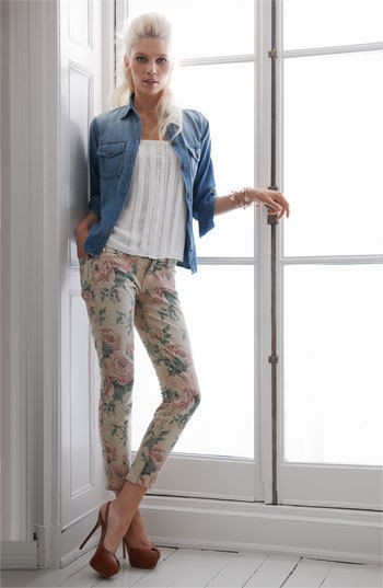 Current/Elliott The Stiletto Haystack Floral Print Skinny Jeans New 