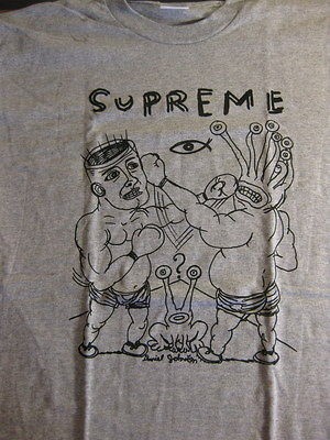 Supreme Daniel Johnston T shirt Eternal Fight Tee Grey Heather Black M 