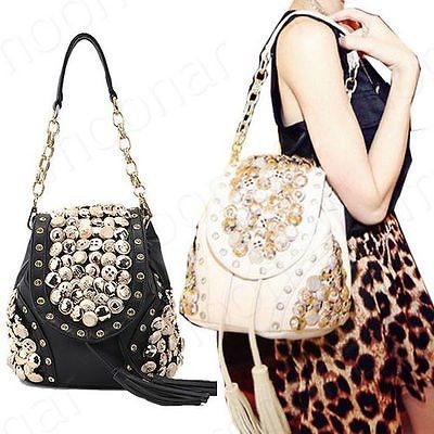 ways Use Womens Button Embellish Shoulder Bags handbag Backpack 