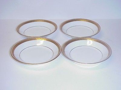 CAULDON ENGLAND GOLD BAND BERRY DESSERT BOWLS SET 4