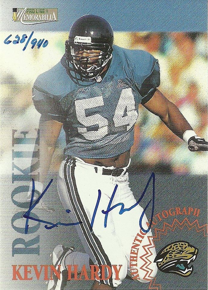 Kevin Hardy Jacksonville Jaguars 1996 Pro Line Memorabilia #7 AUTO RC 