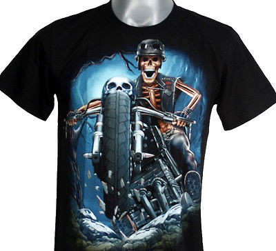 T23 GHOST RIDER SKULL MOTORCYCLE PUNK ROCK S/S T SHIRT XL