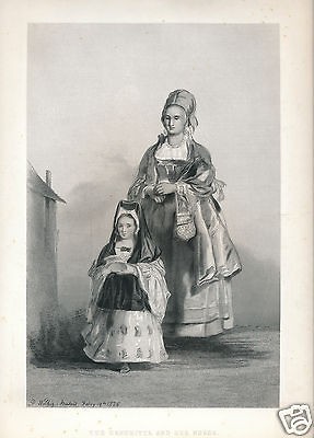 1828 stipple engraving Senorita and Her Nurse Madrid David Wilkie RA